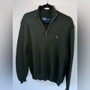 Polo Ralph Lauren Heavy 100% Cotton Knit Long Sleeve Quarter-Zip Sweater Olive